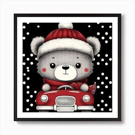 Teddy Bear In Car Art Print