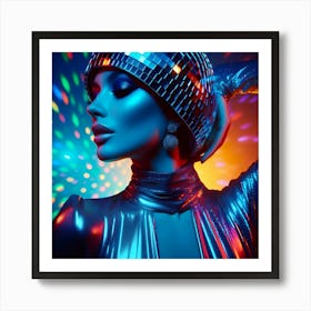 Glossy Disco Queen Abstract Color Portrait Art Print