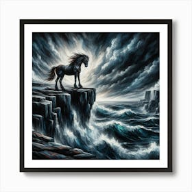 Horse On The Cliff 6 Art Print