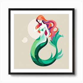 Abstract modernist Mermaid Art Print