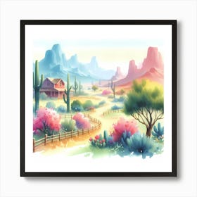 Watercolor Desert Landscape 2 Art Print