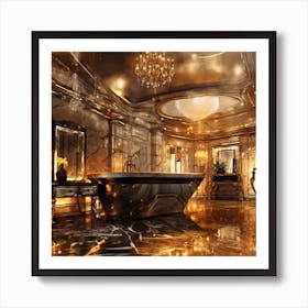 Gold Bathroom 2 Art Print