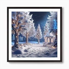 Leonardo Diffusion Xl A Realistic Snowy Winter Christmas Scene 1 Art Print