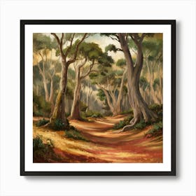 Tranquil Forest Reverie Twisted Trees And Rustling Leaves (3) Art Print