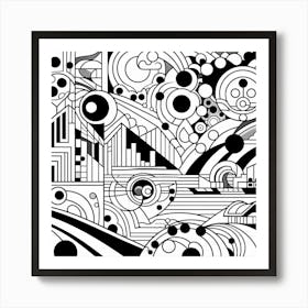 Abstract Black And White Drawing 1 Art Print