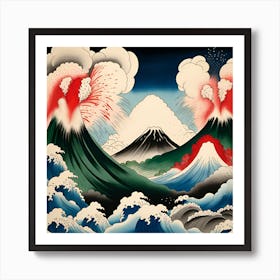 Forced of Nature Elements, Japanese Monochromatic Watercolor Art Print