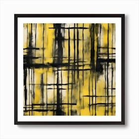 Yellow And Black Abstract Painting Art Print