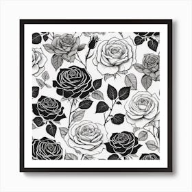 Black And White Roses 7 Art Print