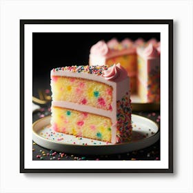 Pink Cake With Sprinkles Art Print