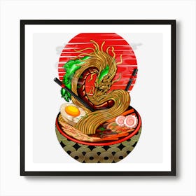 Kawaii Ramen Funny Japanese Asian Noodles Dragon Art Print