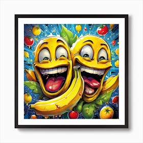 Bananas And Tomatoes Graffiti Art Print