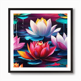 Lotus Flower Painting 6 Art Print