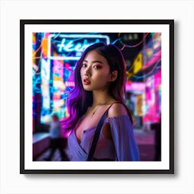 Neon Girl In The City Art Print