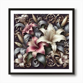 Attractive combination of flowers for a wallpaper design Art Print