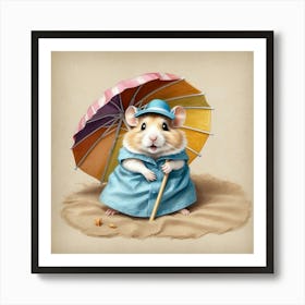 Hamster With Umbrella 5 Art Print