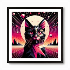 Fiddlesticks Low Poly Cat Art Print