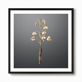 Gold Botanical Lilium Pyrenaicum on Soft Gray n.4016 Art Print