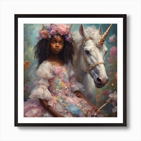 Girl With A Unicorn Art Print