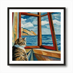 Cat Looking Out Window 3 Art Print