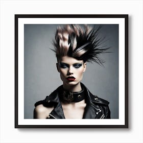 Woman In A Leather Jacket Art Print