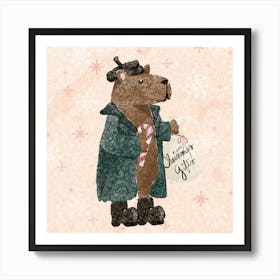 Christmas Capibara with Winter coat Affiche