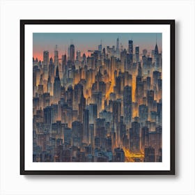 Cityscape Silhouette 1 Art Print