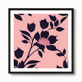 Pink and Dark Purple Flowering Branches Art Print