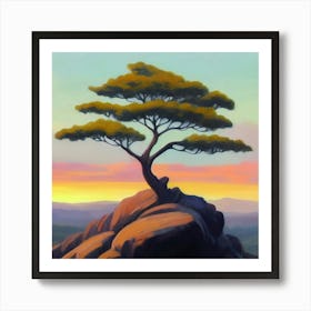 Tree On Top Of Rock Poster