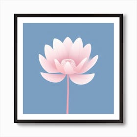 A White And Pink Flower In Minimalist Style Square Composition 321 Art Print