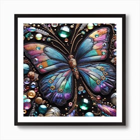 Butterfly embroidered with beads 2 Art Print