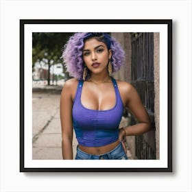 Purple Haired Girl dg Art Print