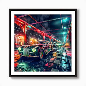 Carpark at night. 2 Art Print