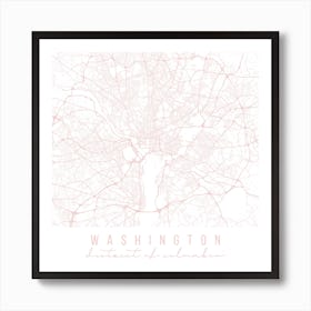 Washington Dc Light Pink Minimal Street Map Square Art Print