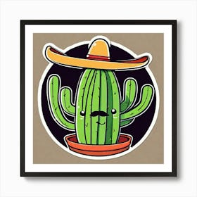 Mexico Cactus With Mexican Hat Sticker 2d Cute Fantasy Dreamy Vector Illustration 2d Flat Cen (31) Art Print