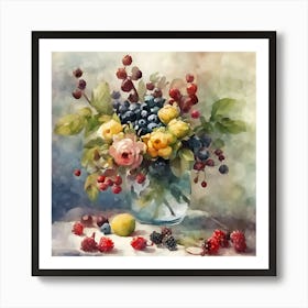 Capture The Charm A Water Color Bouquet Art Print