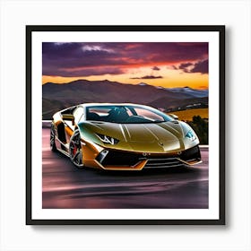 Golden Lamborghini Póster