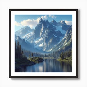 Lake front of mountains Art Print