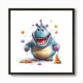 Birthday Hippo Art Print