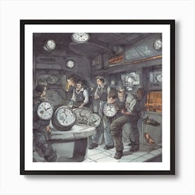 Clocks In A Room 1 Art Print