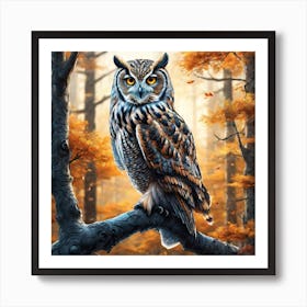 Owl In The Forest 222 Art Print