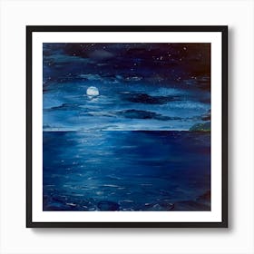 Moonlight Over The Ocean 1 Art Print