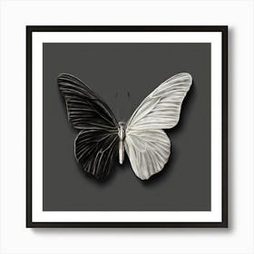 Butterfly In Black And White Art Print