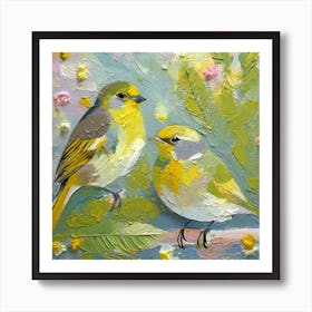 Firefly A Modern Illustration Of 2 Beautiful Sparrows Together In Neutral Colors Of Taupe, Gray, Tan (61) Art Print