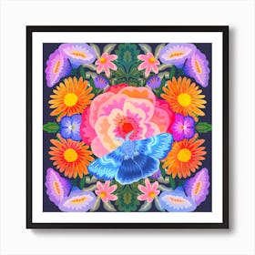 Flowers With Moth Art Print