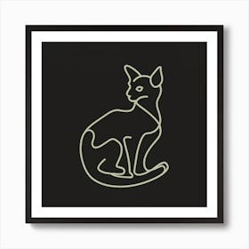 Cat Sitting On A Black Background Art Print