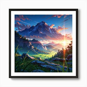 Sunset In The Mountains 6 Art Print