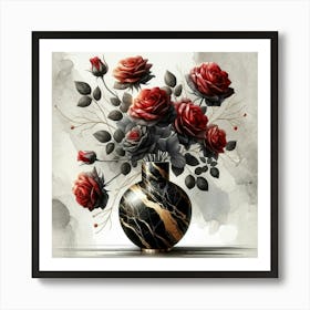 Roses In A Marble Vase 6 Art Print