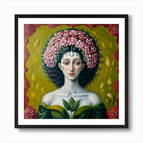 Woman With Flowers Art Print