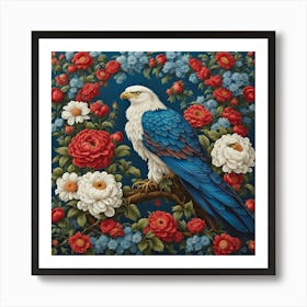 Eagle With Flowers Art Print