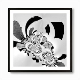 Abstract Black And White Painting Affiche